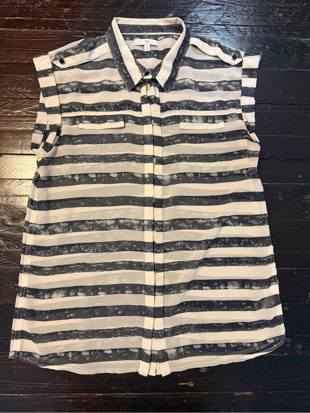 Gap Fall 2011 Sheer Striped Button Front Blouse XS